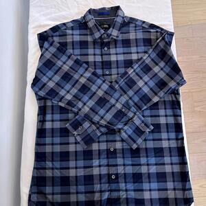 Wayne Gretzky Collection Men's Long Sleeve Blue Plaid Shirt - L